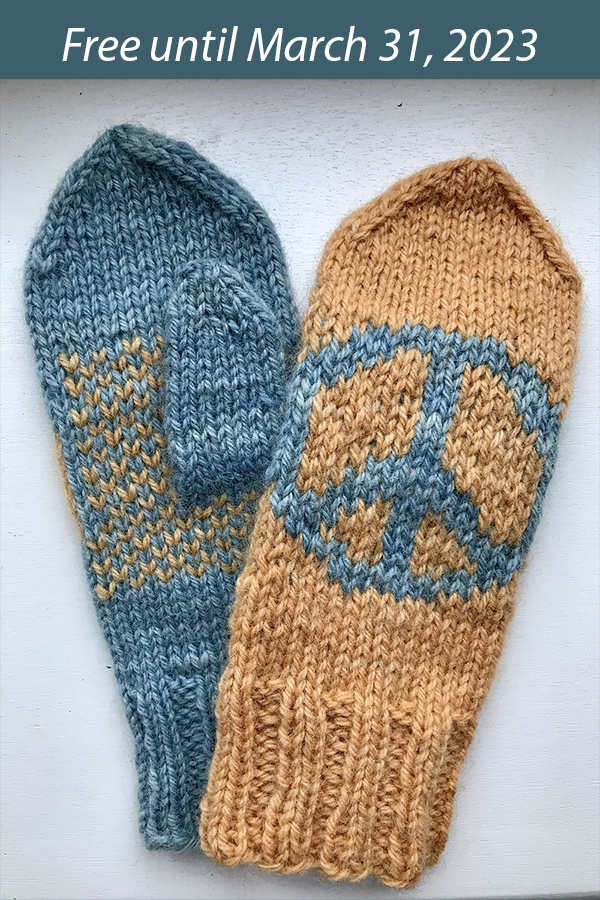 Peace Mittens Free Knitting Pattern until March 31, 2023