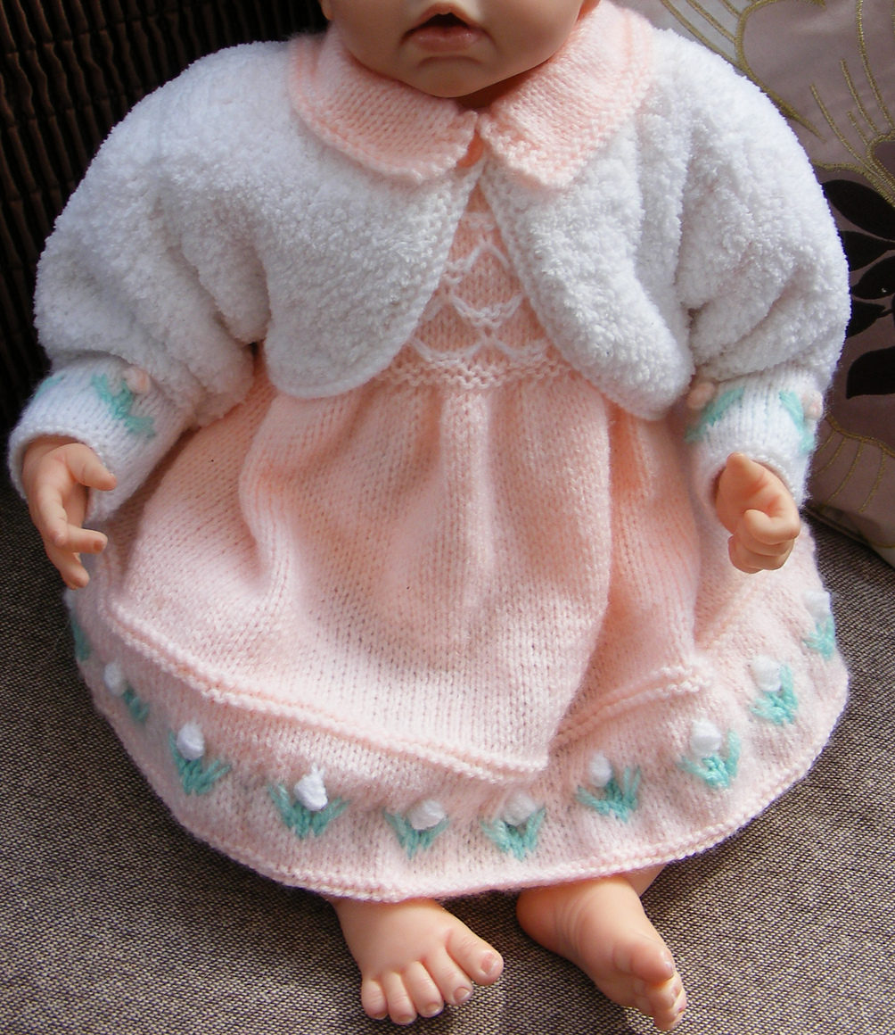 Knitting Pattern for Peach Blossom Baby Dress Set