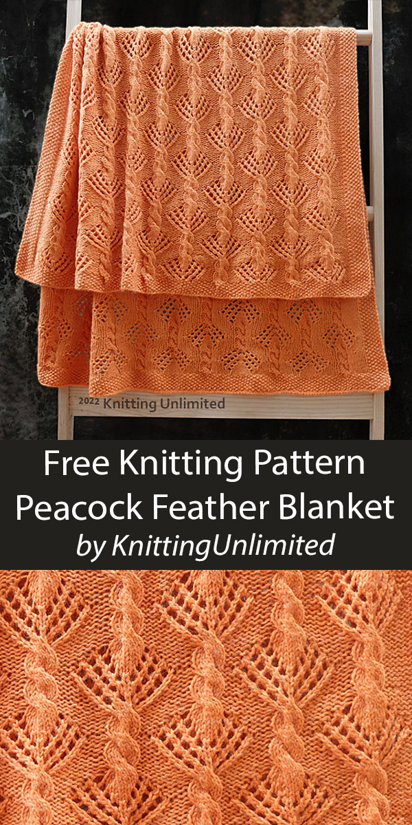 Peacock Feather Blanket Free Knitting Pattern Lap or Baby Blanket