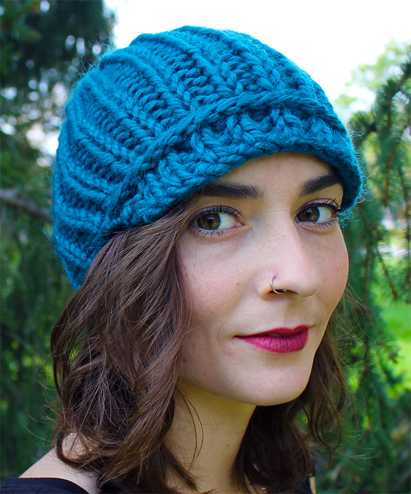 Free Knitting Pattern for Easy One Ball Peaked Cap