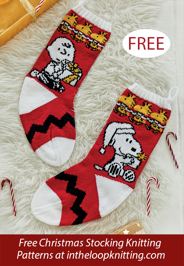 Free Christmas Charlie Brown and Snoopy Stockings Knitting Pattern