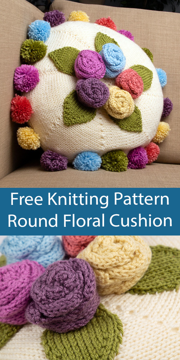 Free Pillow Knitting Pattern Pearl Round Floral Cushion
