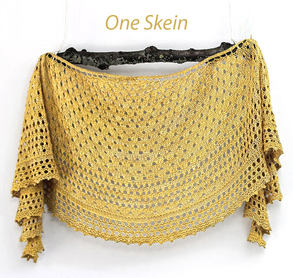 One Skein Pebble Beach Shawlette Knitting Pattern 