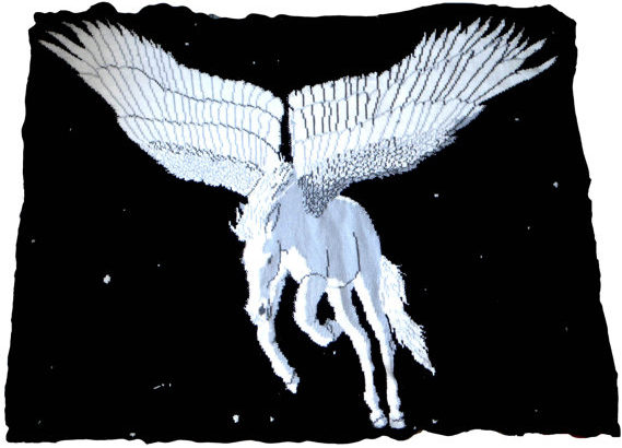 Knitting pattern for Pegasus Winged Horse blanket