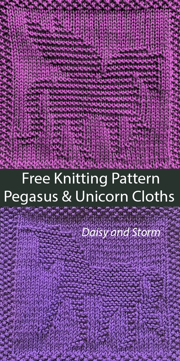 Pegasus and Unicorn Free Dish Cloth Knitting Patterns Afghan Squares