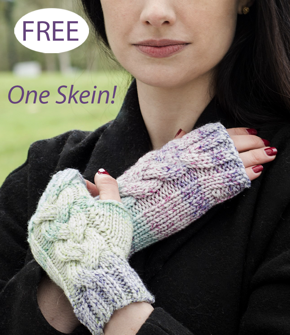 Free One Skein Pent-Up Cabled Mitts Knitting Pattern