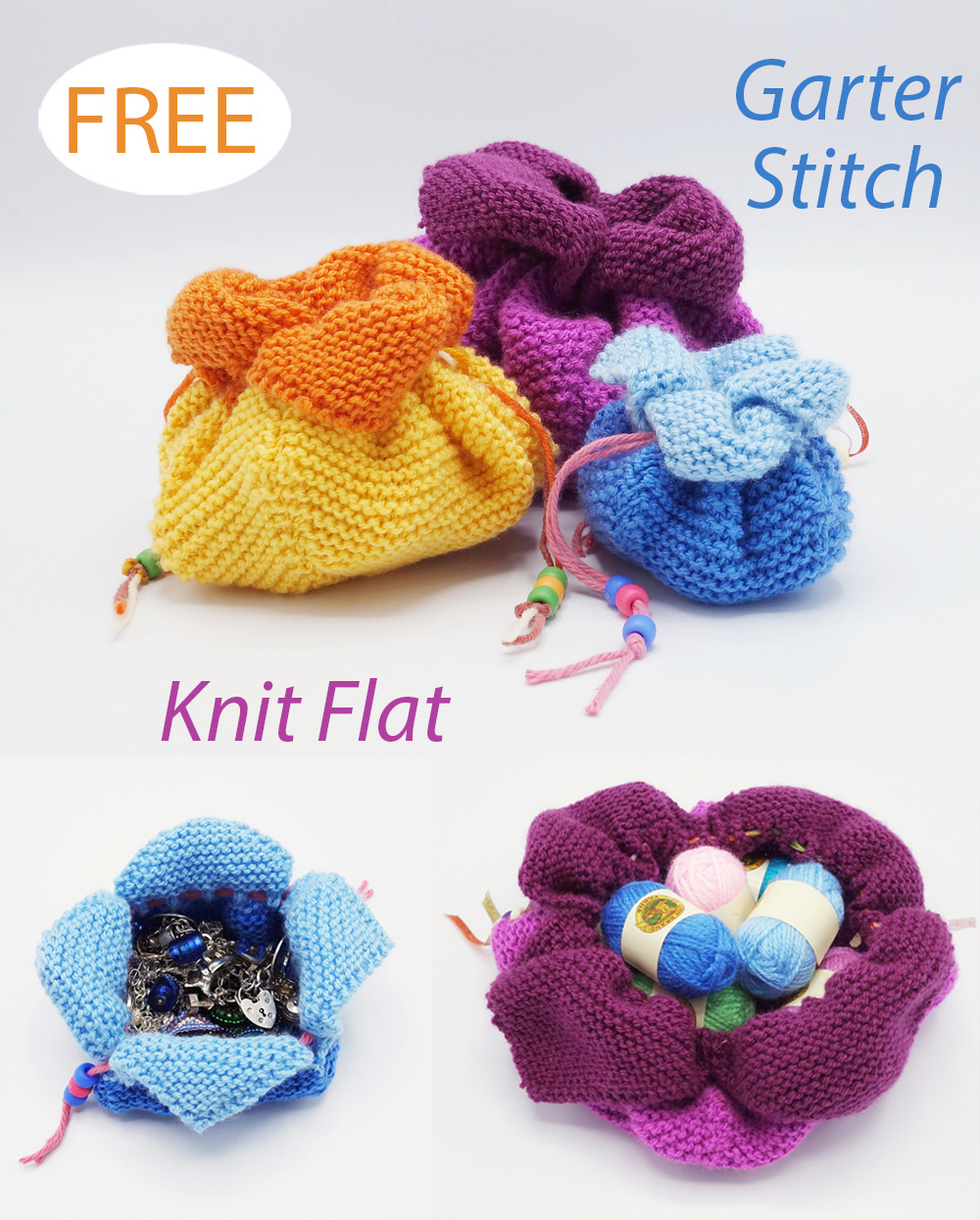 Free Petal Pouches Knitting Pattern