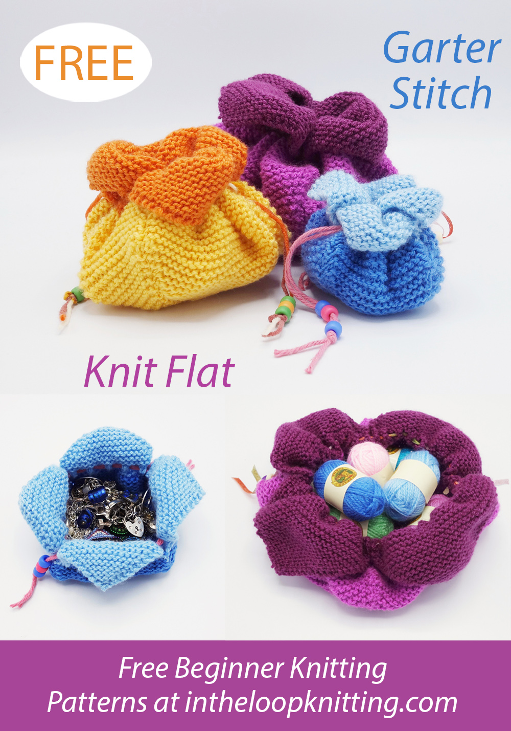 Free Petal Pouches Knitting Pattern