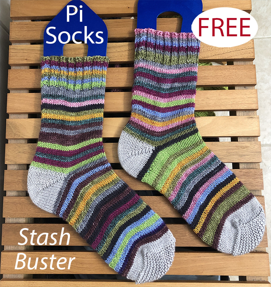 Free Pi Scrappy Stripe Socks Knitting Pattern