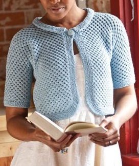 Knitting pattern for Picnic Cardigan open work lace cropped cardigan
