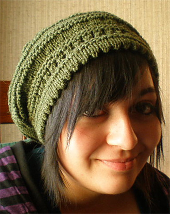 Free Knitting Pattern Picot-Edged Slouchy Beret