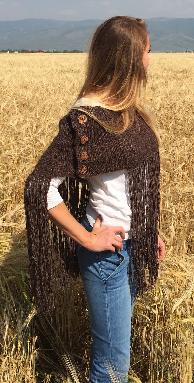 Free Knitting Pattern for Fringed Shoulder Cozy