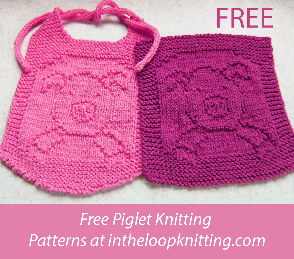 Free Pig Out Bib or Dishcloth Knitting Pattern