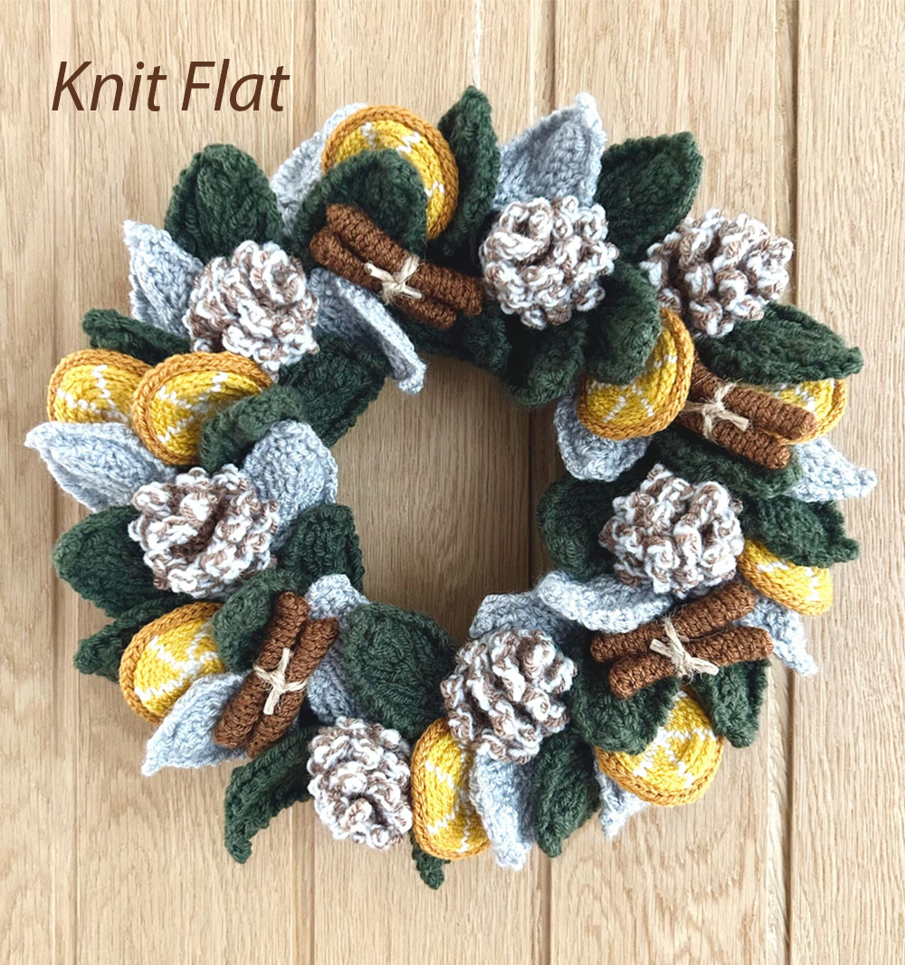 Knitting Pattern forPine Cone Christmas Wreath