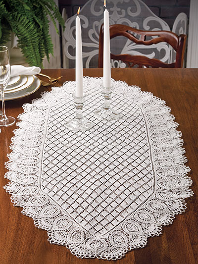 Knitting Pattern for Pineapple and Diamonds Table Runner