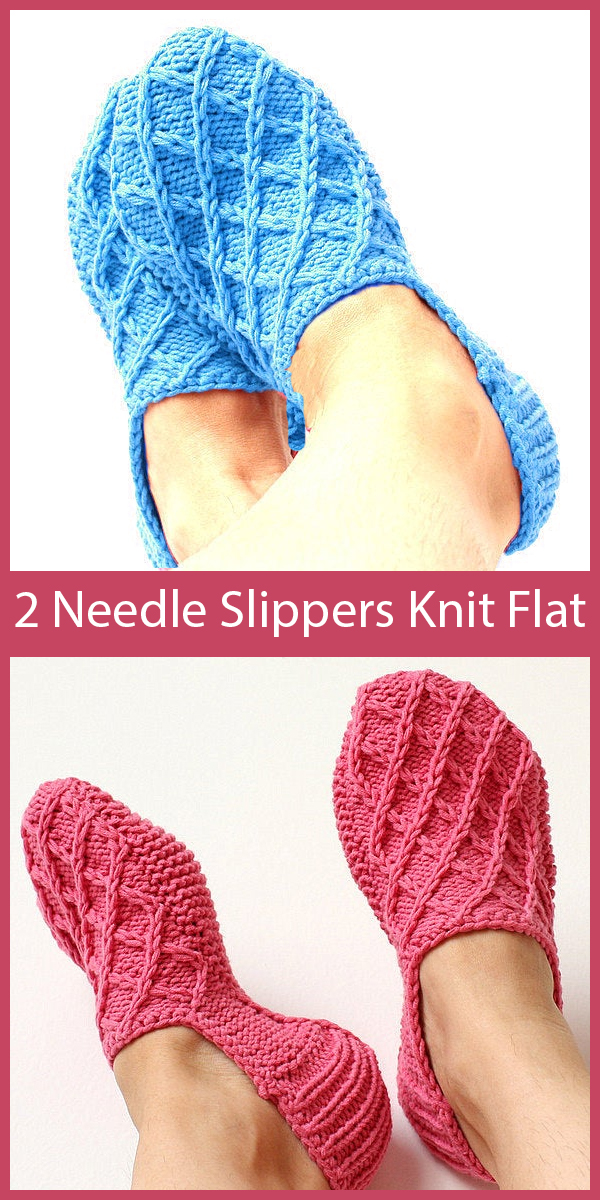 Knitting Pattern for Lattice Slippers Knit Flat on 2 Needles