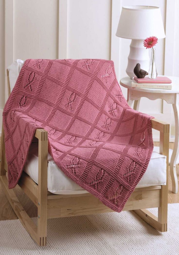 Knitting Pattern for Pink Ribbon Lace Afghan