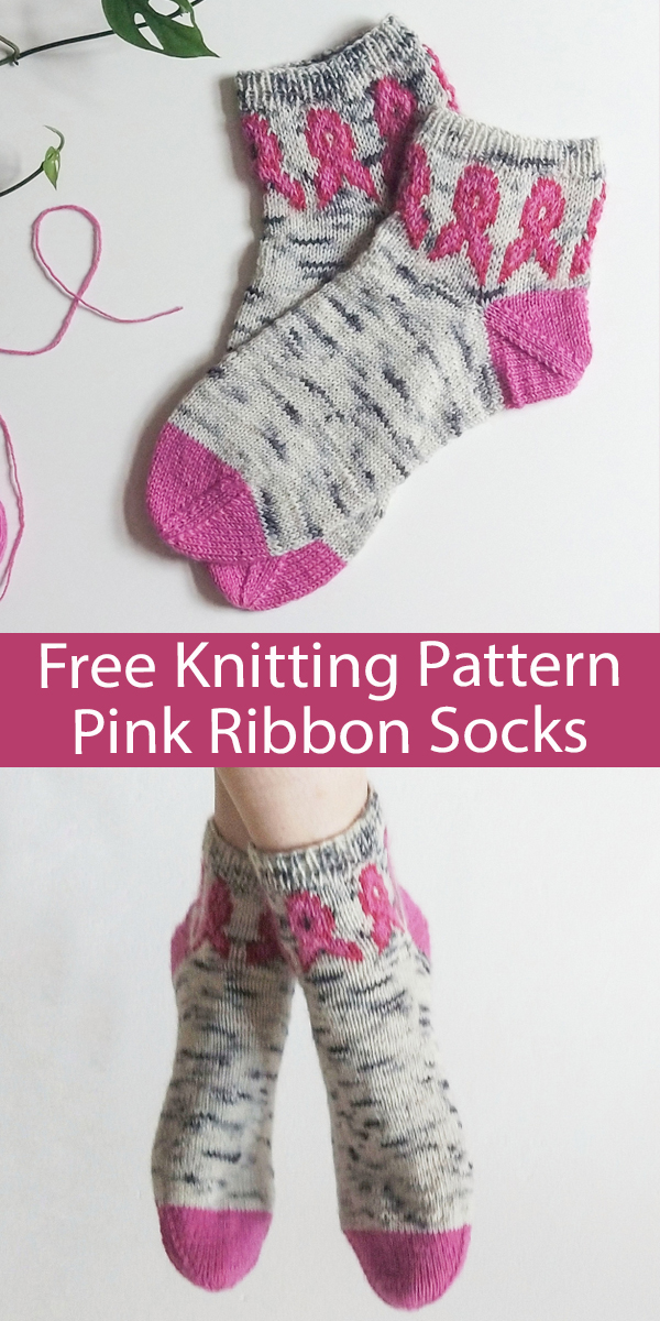 Free Knitting Pattern Pink Ribbon Socks Breast Cancer Awareness