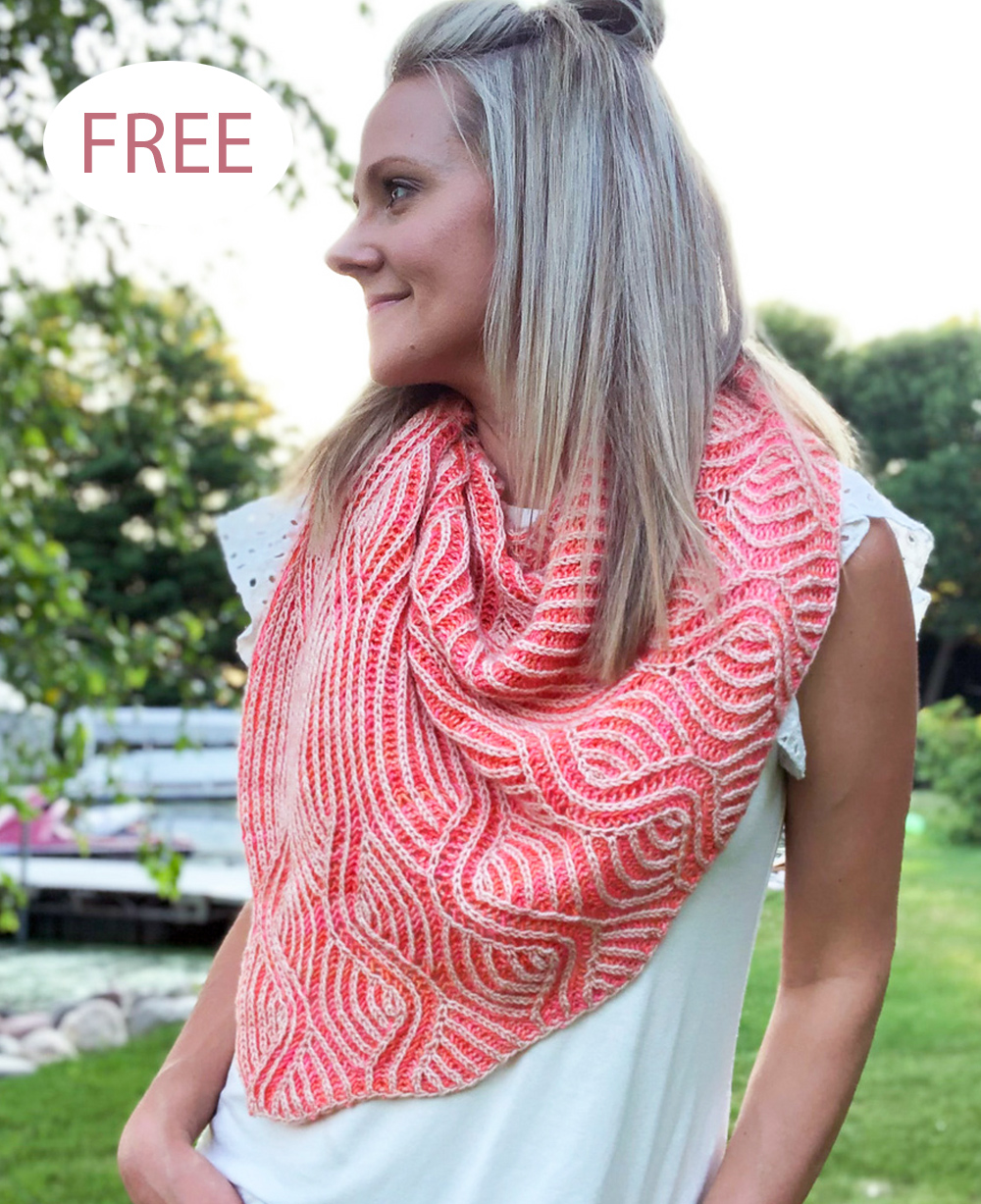 Free Pink Sky at Night Shawl Knitting Pattern 2 Color Shawl