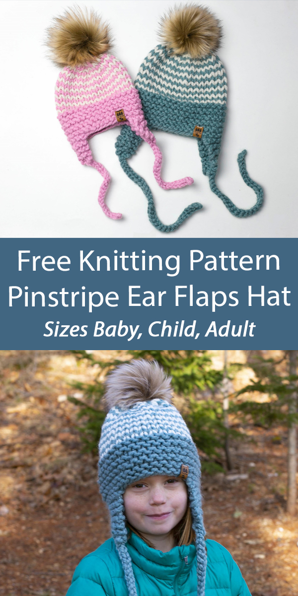 Free Earflap Hat Knitting Pattern Pinstripe Ear Flaps Hat