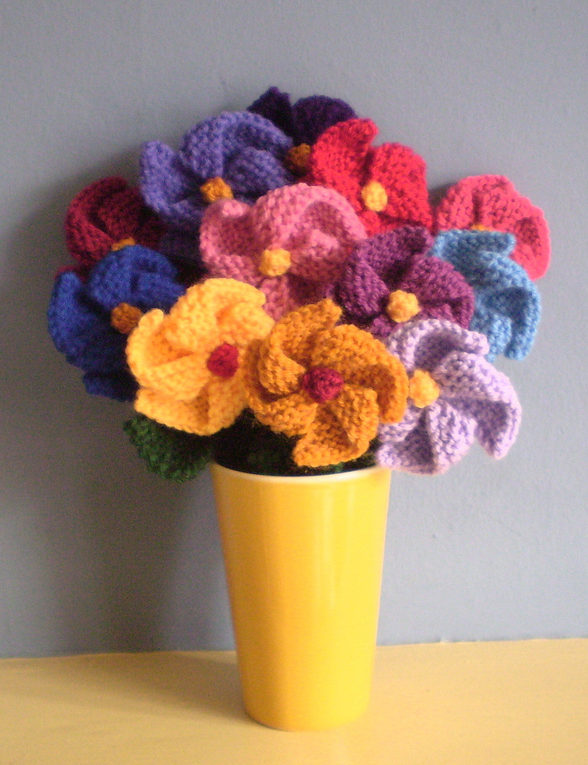 Free Knitting Pattern for Pinwheel Flowers