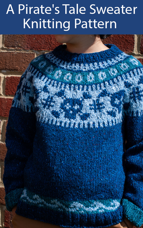 Knitting Pattern for A Pirate's Tale Sweater Sizes 4 to 12 yrs