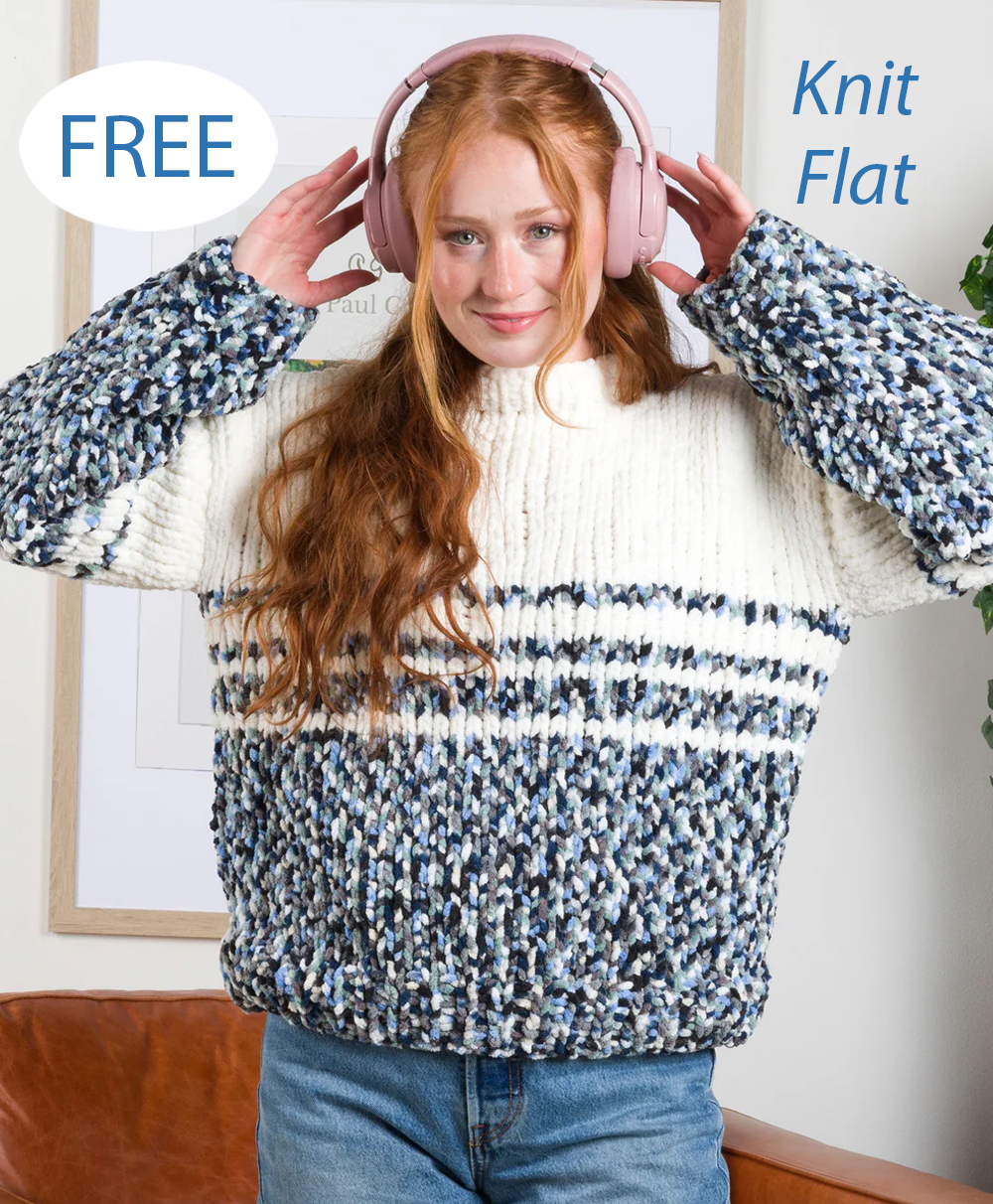 Free Pixilated Stripes Knit Pullover Knitting Pattern