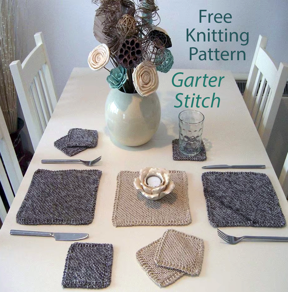Free Knitting Pattern Garter Stitch Placemats and Coasters