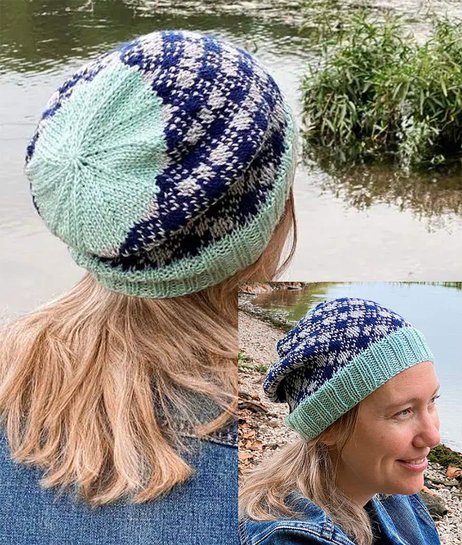 Free Knitting Pattern Plaid Slouchy Beanie