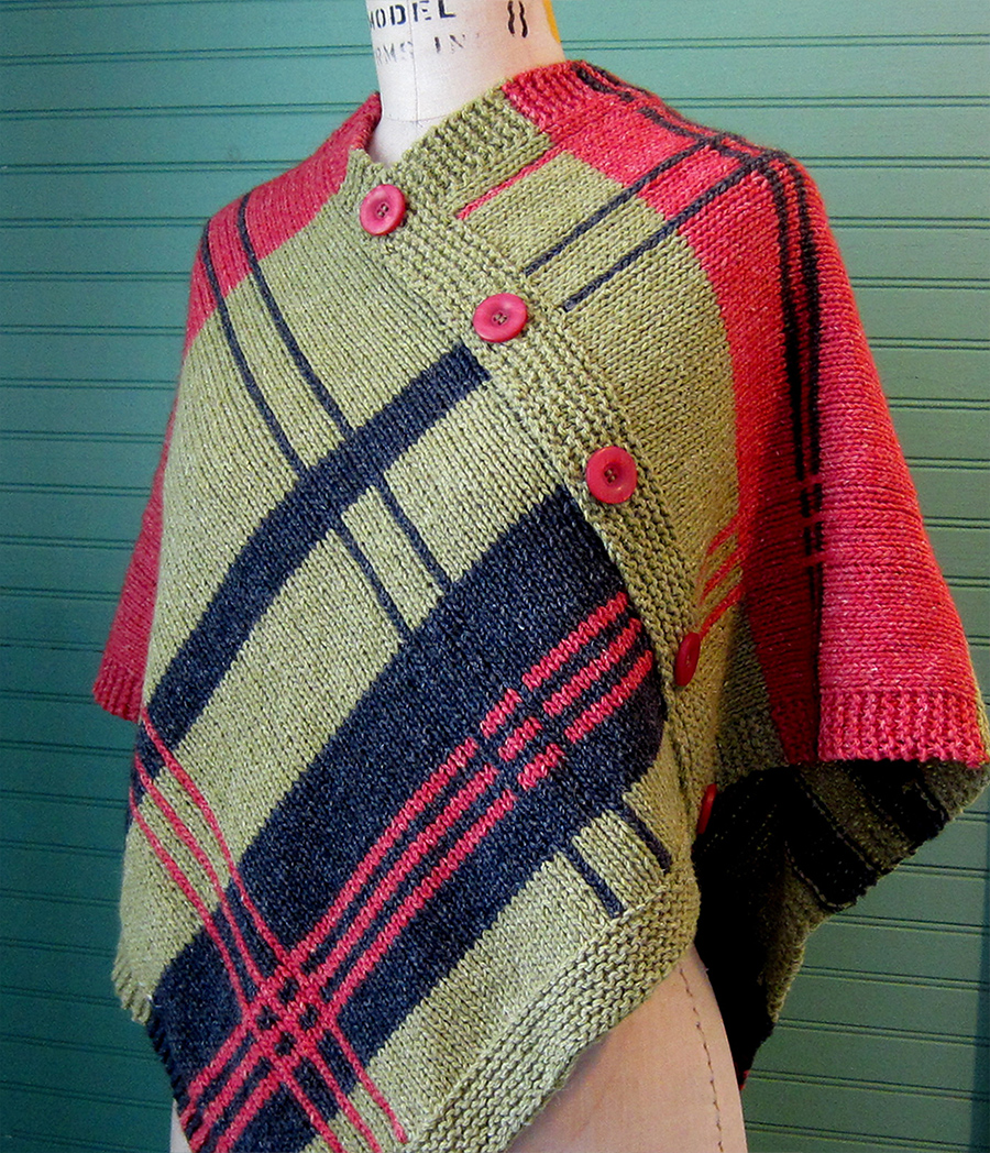 Free Poncho Knitting Pattern Plaid Shawl