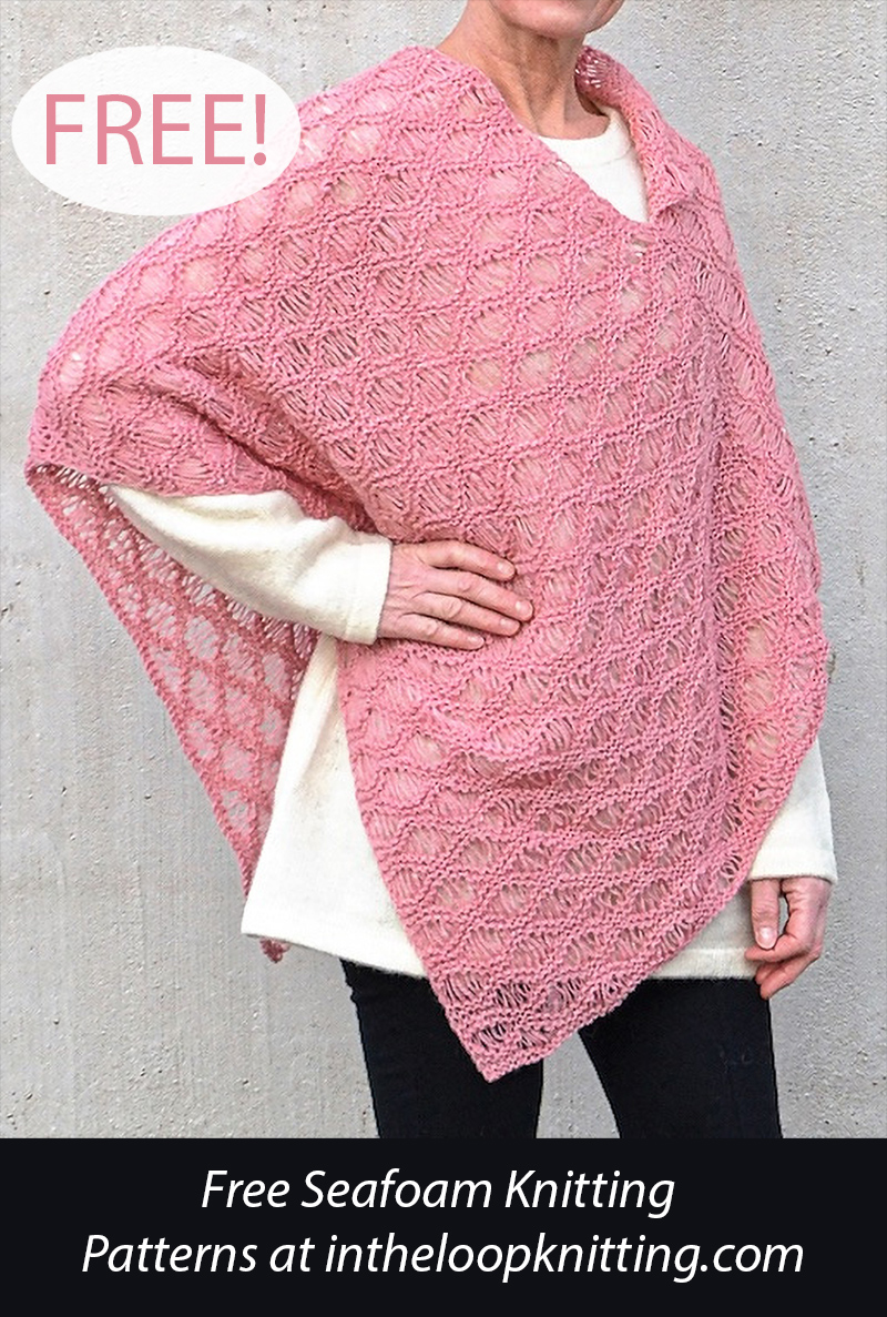 Free Knitting Pattern for Play of Waves Poncho in 1 Piece 8 Row Repeat