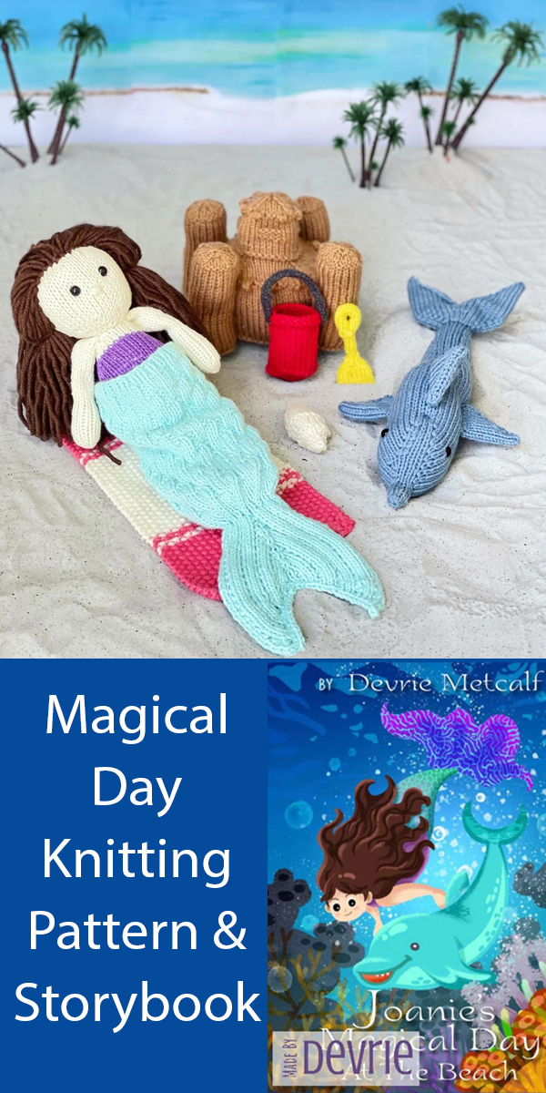 Doll Knitting Pattern with Storybook Playtime Joanie's Magical Day at the Beach
