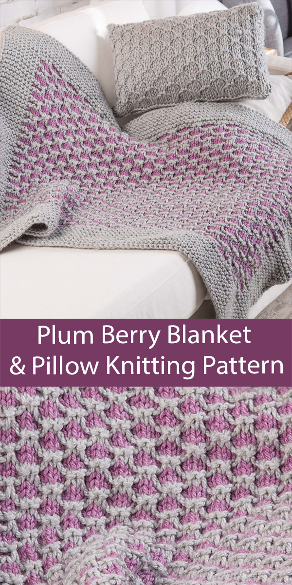 Plum Berry Blanket & Pillow Knitting Pattern Super Bulky Yarn