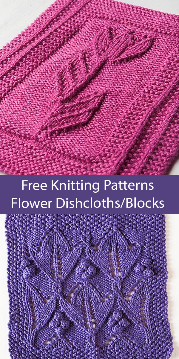 Free Dish Cloth Knitting Patterns Tulip and Plum Lotus Cloths or Afghan Blocks
