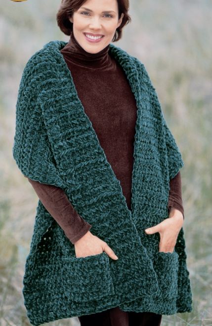 Free Knitting Pattern for Plush Pocket Wrap