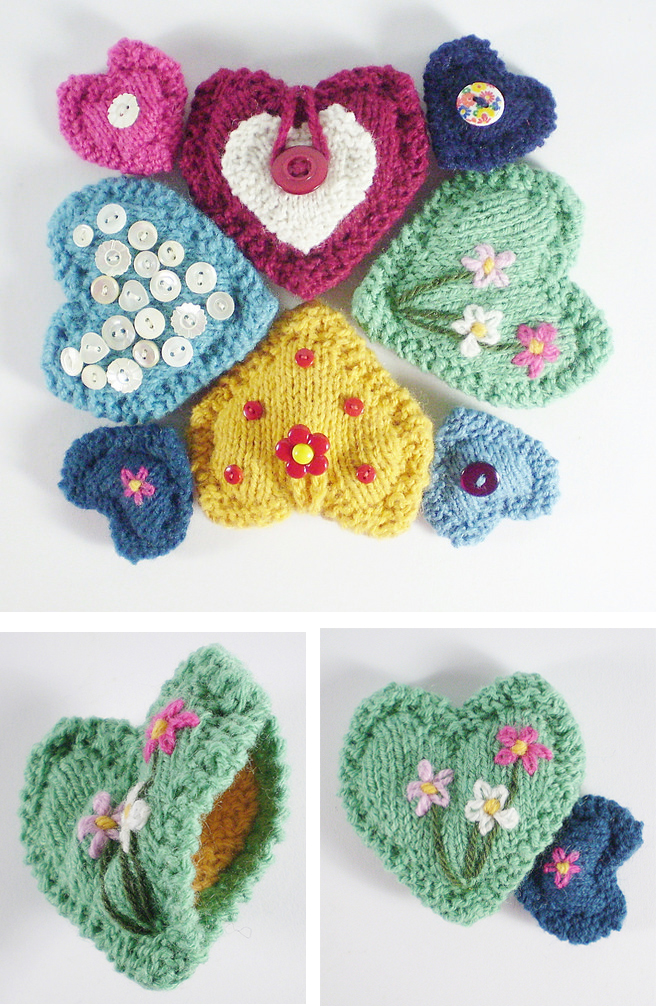Free Knitting Pattern for Pocket Hearts