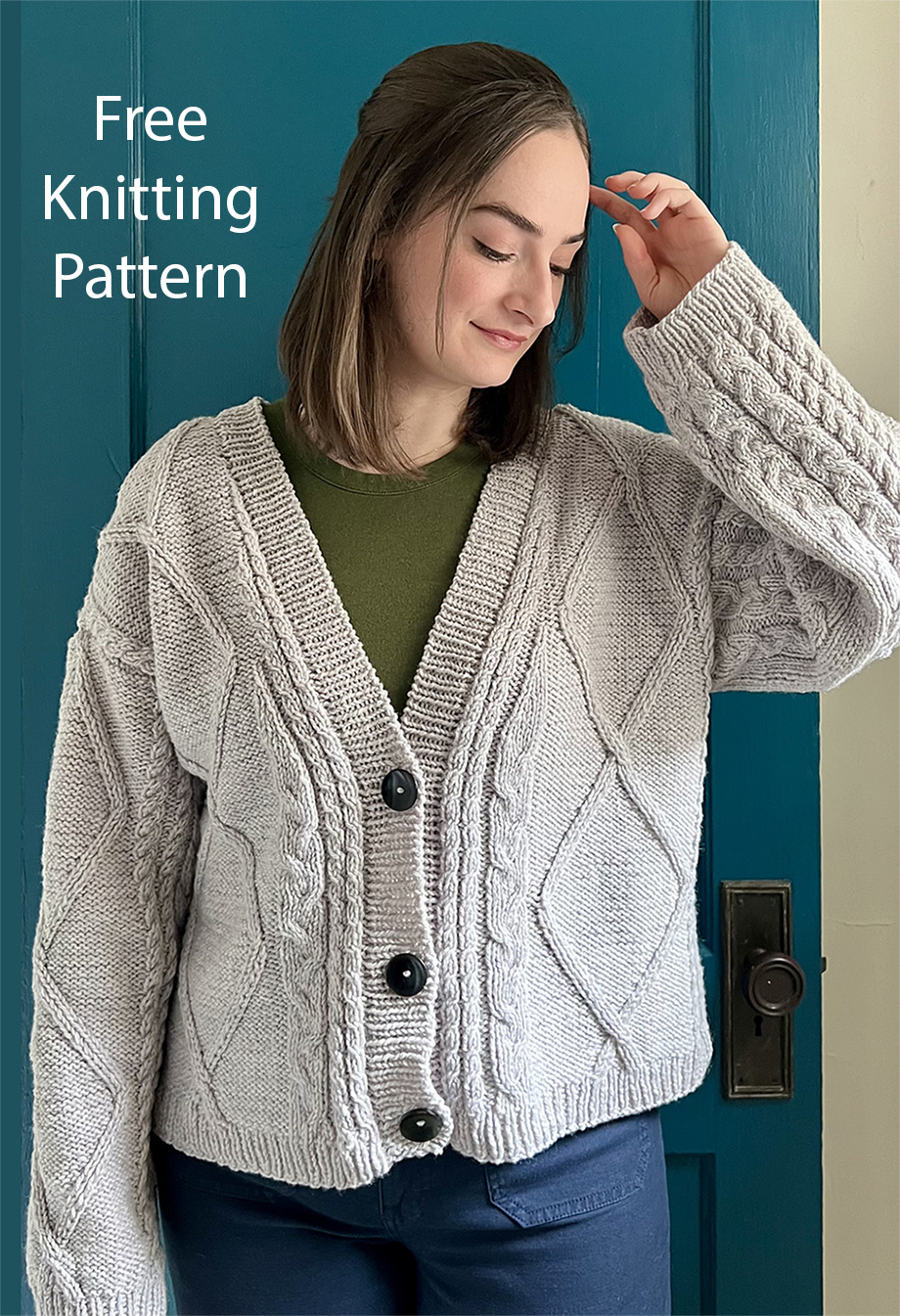 Free Poets Cardigan Diamond Cable Knitting Pattern