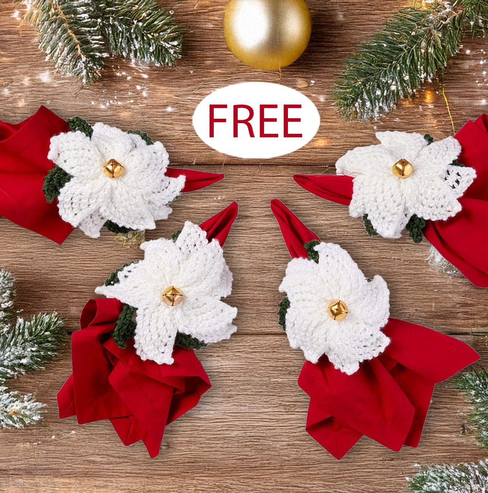 Free Poinsettia Napkin Rings knitting patterns