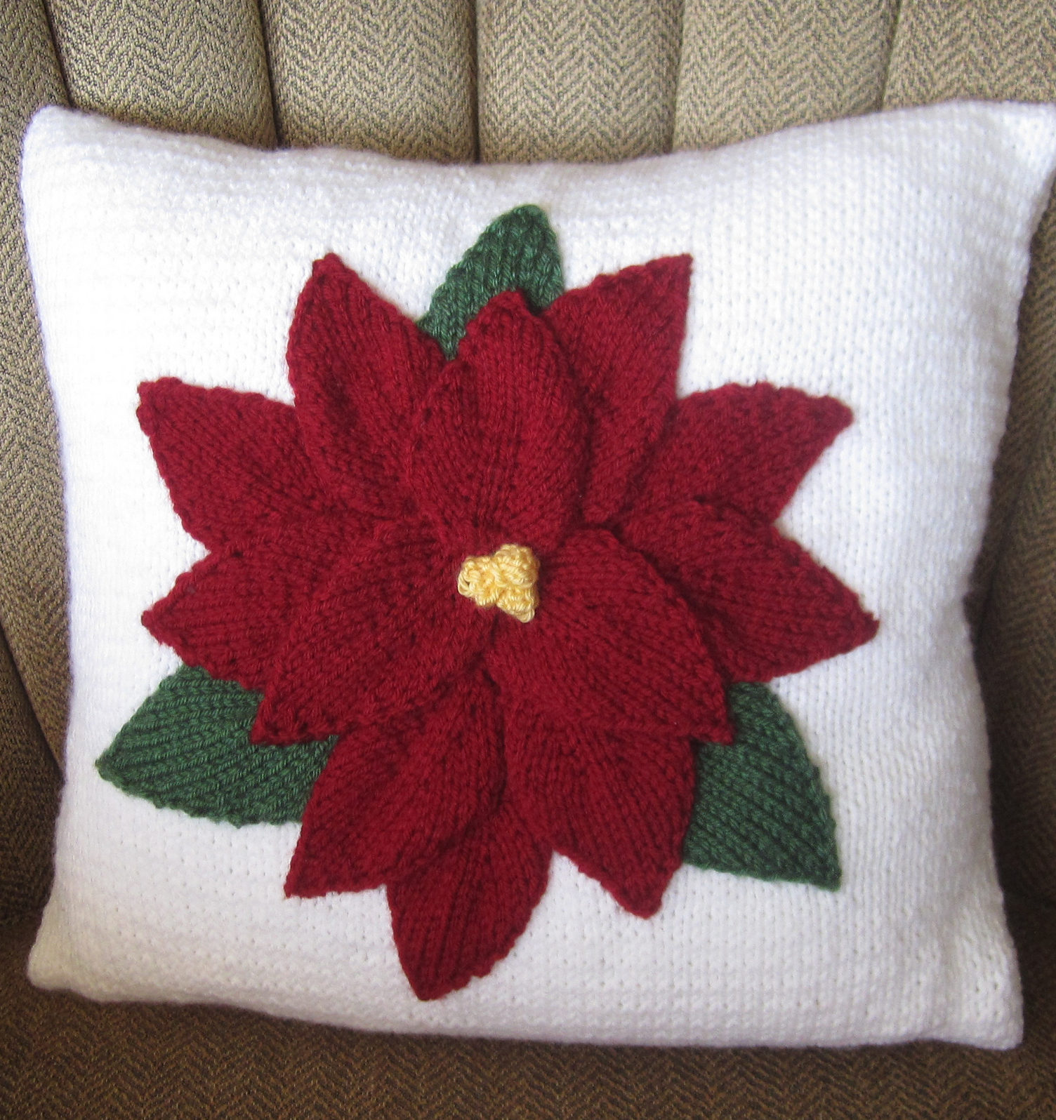 Knitting Pattern for Poinsettia Pillow