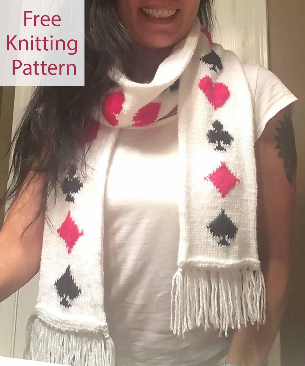 Playing Card Poker Stud Scarf Free Knitting Pattern 