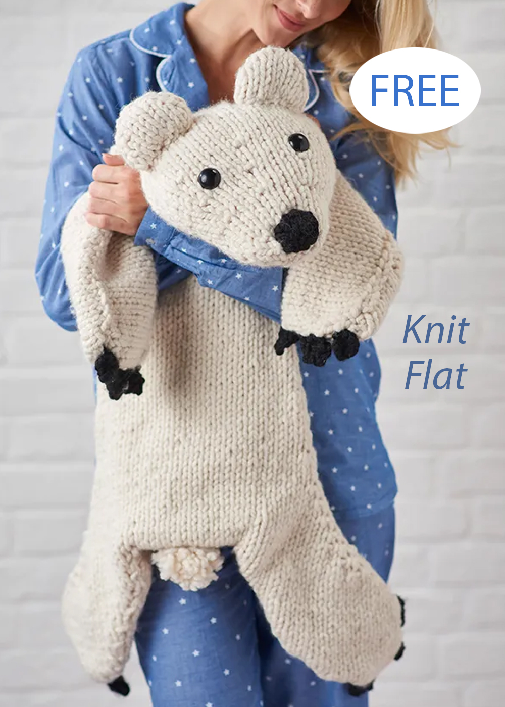Free Polar Bear Blankie Knitting Pattern Easy Toy Knit Flat