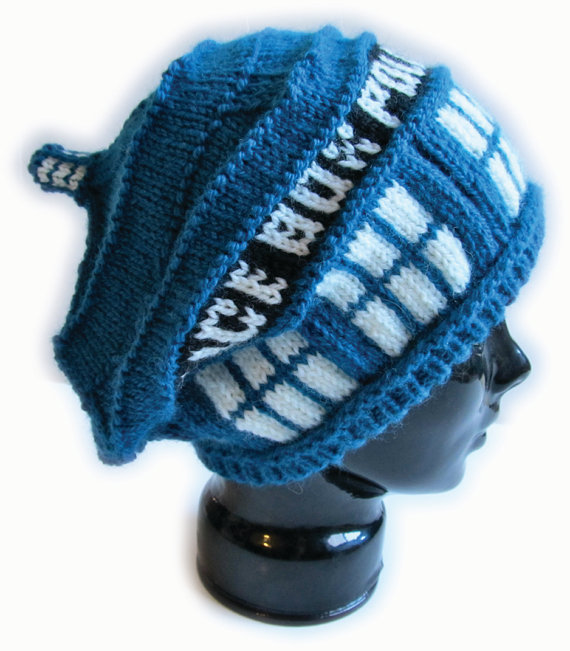 Police Box Slouch Hat Knitting Pattern inspired by Doctor Who Tardis