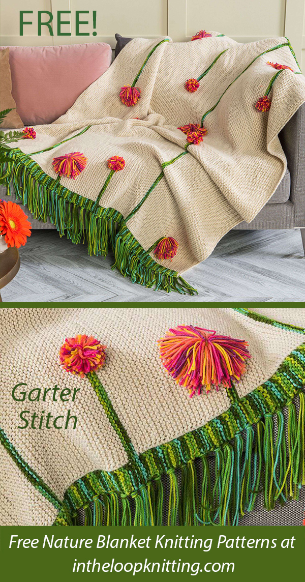 Free Blanket Knitting Pattern Pompom Poppies Blanket