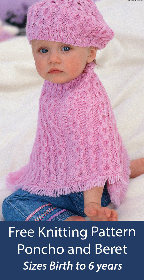 Baby Knitting Patterns Free Poncho and Beret Sirdar 1516