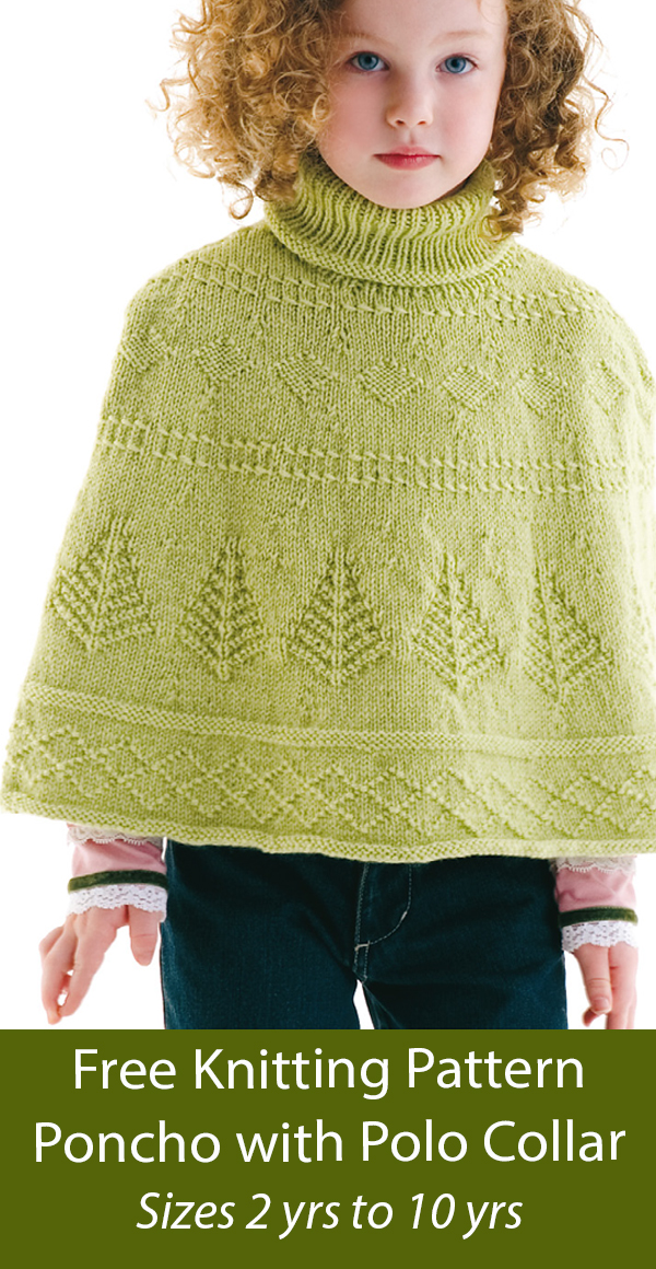 Free Poncho Knitting Pattern Child's Poncho with Polo Collar