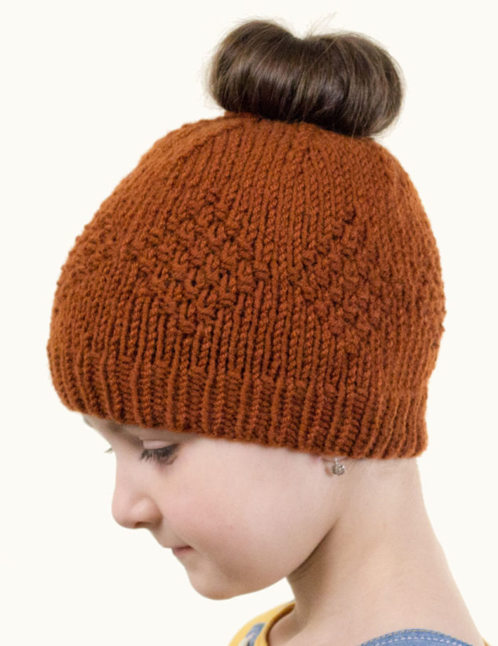 Free Knitting Pattern for Holly Messy Bun Hat