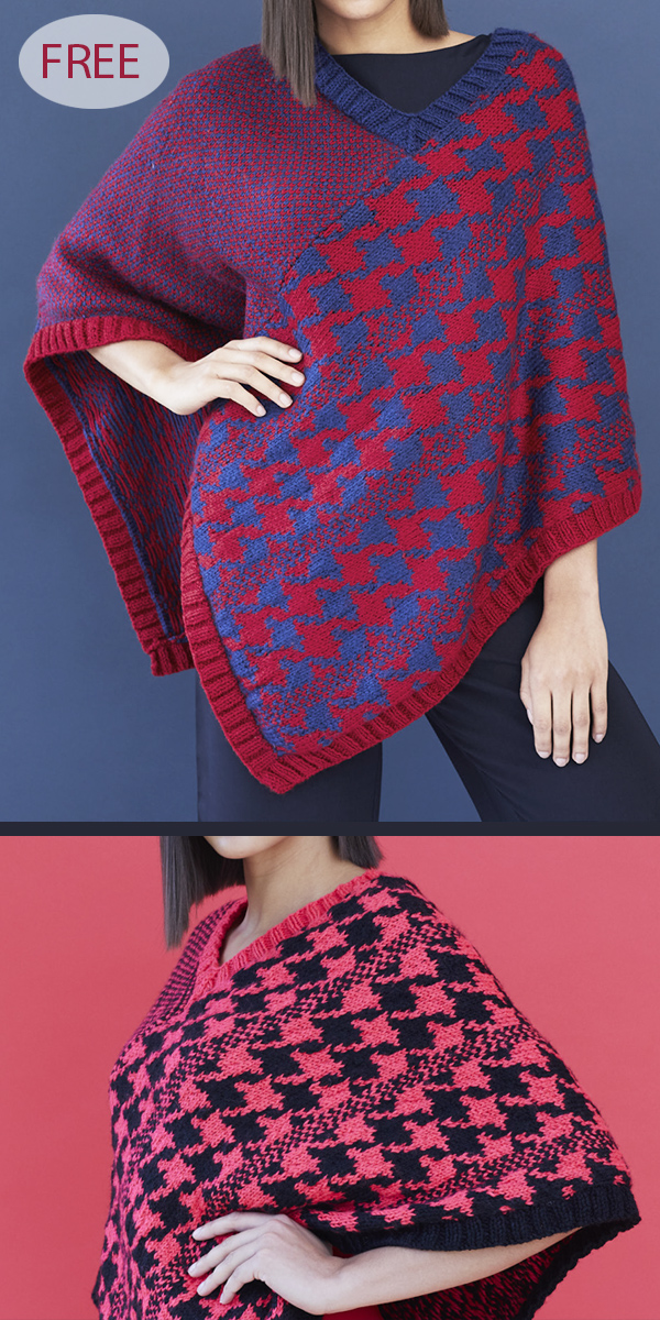 Free Knitting Pattern for Houndstooth Poncho