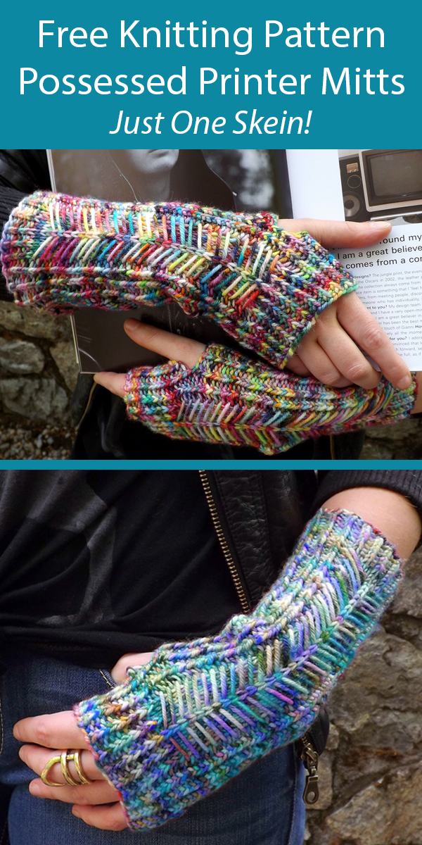 Free Mitts Knitting Pattern Possessed Printer Mitts in One Skein
