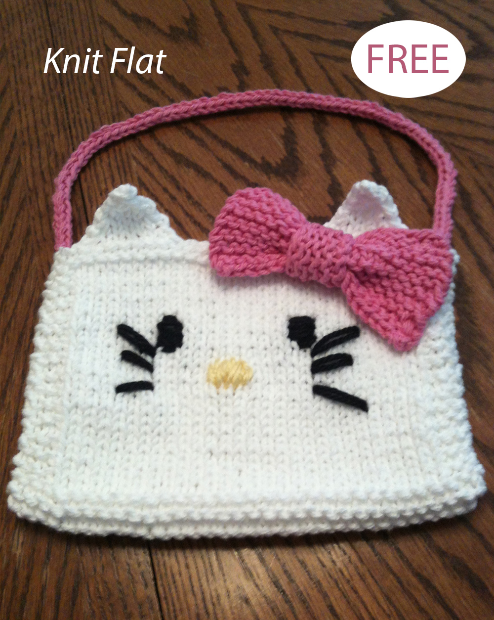 Free Knitting Pattern for Pretty Kitty Purse
