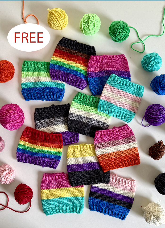 Free Knitting Pattern for Pride Doodle Cup Cozy